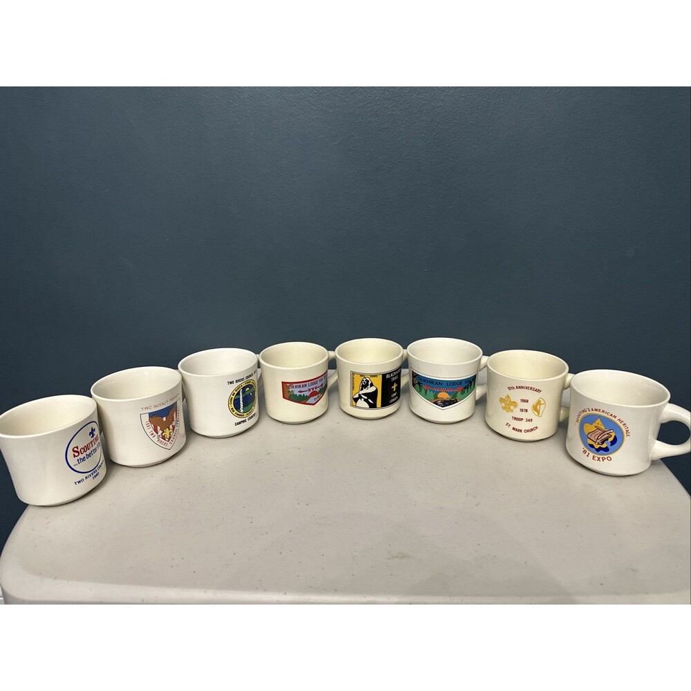Vintage Scout Mugs 1970/1980 *Boy Scouts BSA* Lot Of 8 Mugs